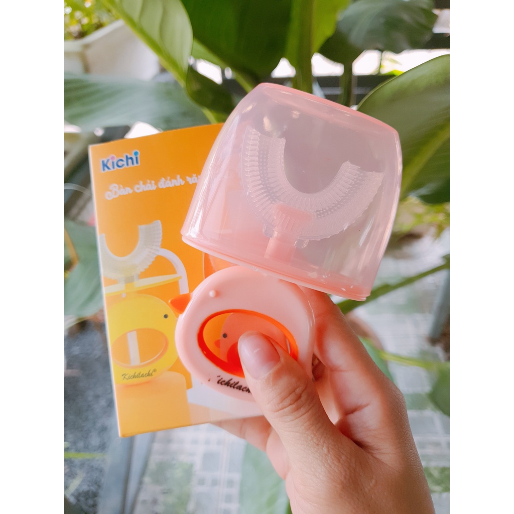 Bàn chải đánh răng cho bé KICHI chữ u chất liệu Silicon chịu được lực cắn, cho bé từ 2 tuổi - 6 tuổi bàn chải kichi gà