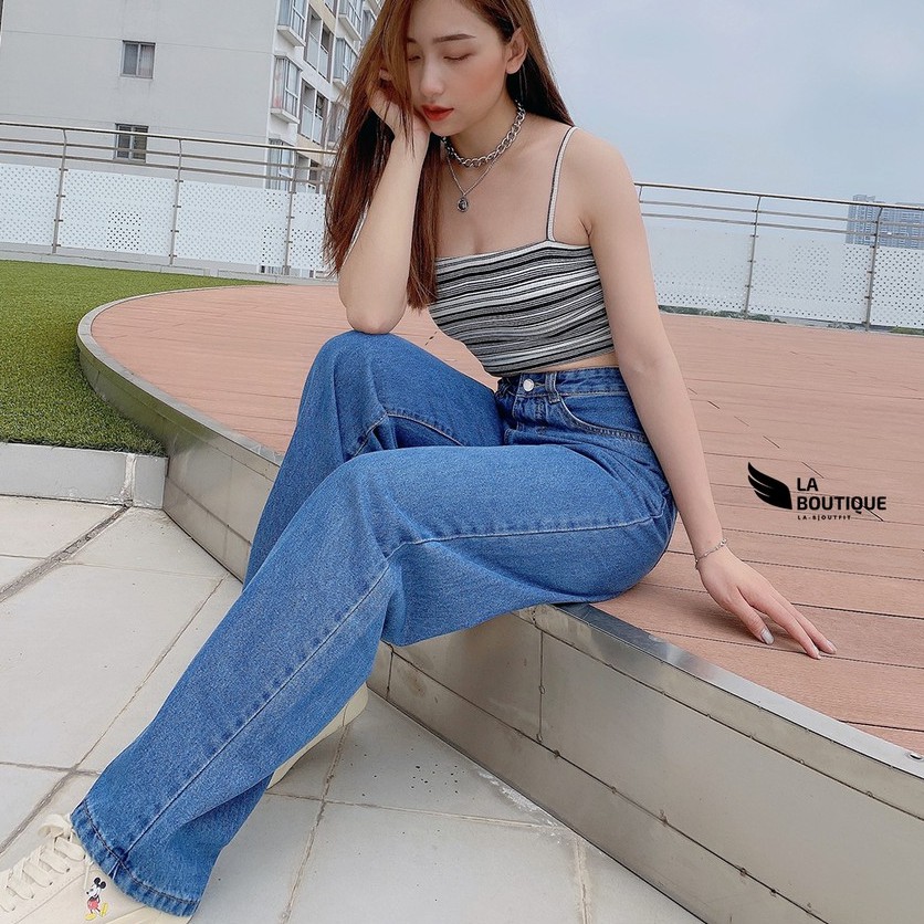 [Mã FAMALLT5 giảm 15% đơn 150k] Quần Jeans Nữ Suông Form Dài 022021 LA BOUTIQUE