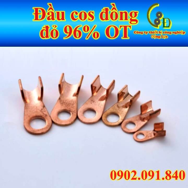 đầu cos (cốt) đồng đỏ 20cái bấm nối dây điện, cosse bắt bình ắc quy xe đạp điện, xe máy OT - 30A