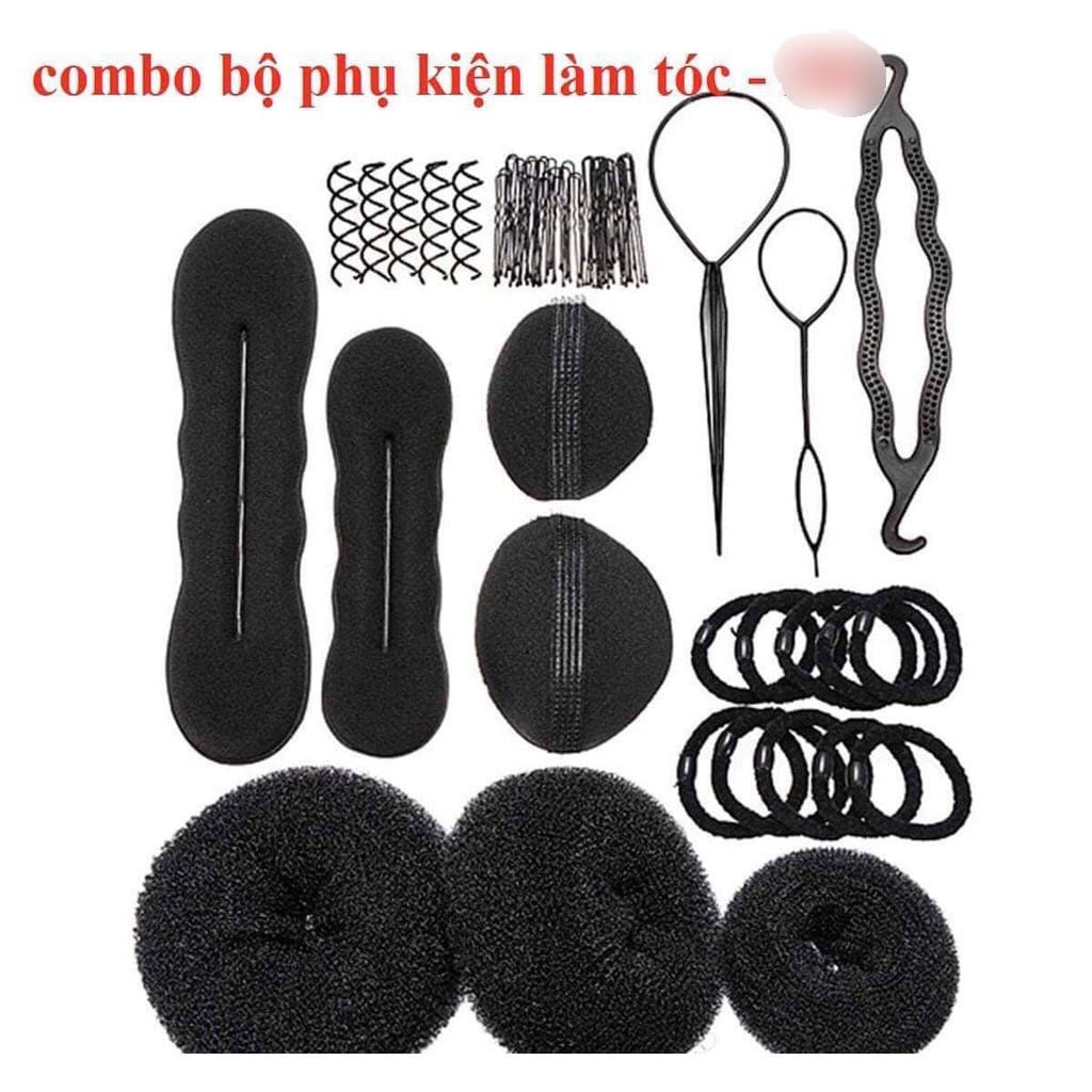 bộ dụng cụ độn tóc bộ lược tạo kiểu làm phồng búi tóc siêu xinh 60 chi tiết