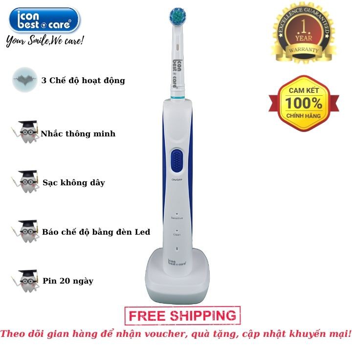 Bàn Chải Đánh Răng Điện iconbestcare HD-6801⚡️FreeShip⚡️Chính hãng⚡️Có bảo hành⚡️