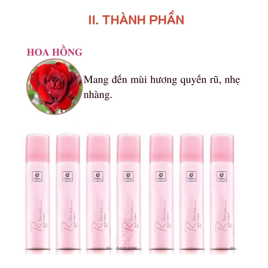 Xịt thơm body RSERIE hương hoa hồng Thái Lan - Hàng chính hãng
