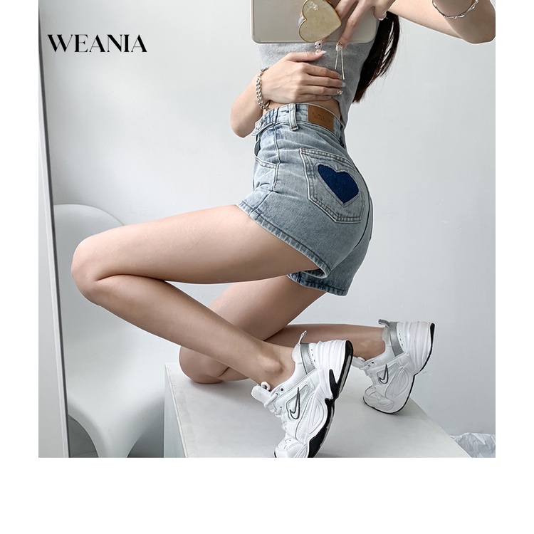 Quần Short Denim Lưng Cao Ống Rộng Thời Trang Đường Phố Cá Tính Cho Nữ