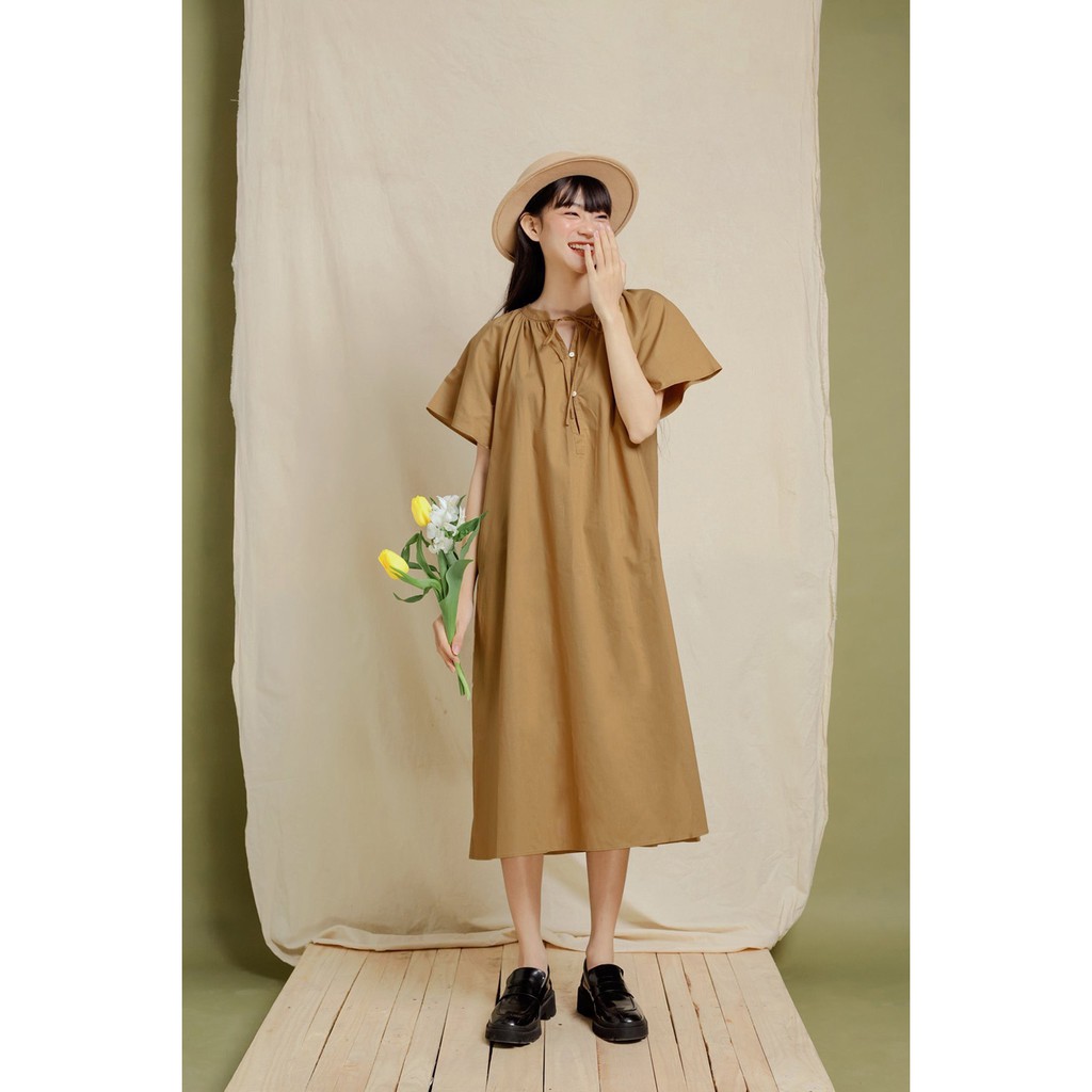 DOTTIE - Đầm dài dáng rộng nâu nữ D0150