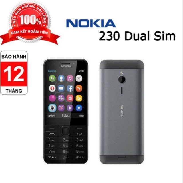 Điện thoại nokia 230 chính hãng, main zin, màn zin, vỏ mới ( tặng kèm pin và sạc ) cũ 99%