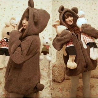 Áo Hoodie Dài Tay In Hình Gấu Hoạt Hình Phong Cách Hàn Quốc Cho Mẹ Bầu