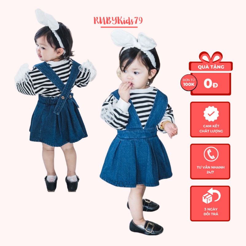 Váy yếm jean kèm áo dễ thương cho bé gái từ 7-18kg rubykids79