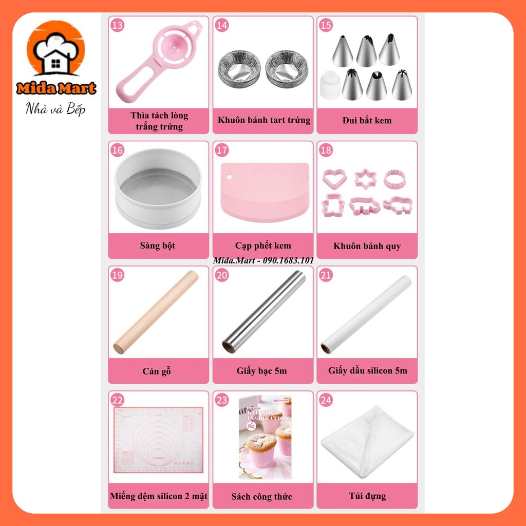 🔥 BỘ 29 DỤNG CỤ LÀM BÁNH MÀU HỒNG DỄ THƯƠNG CHEFMADE CHÍNH HÃNG BẢO HÀNH 6 THÁNG 🔥