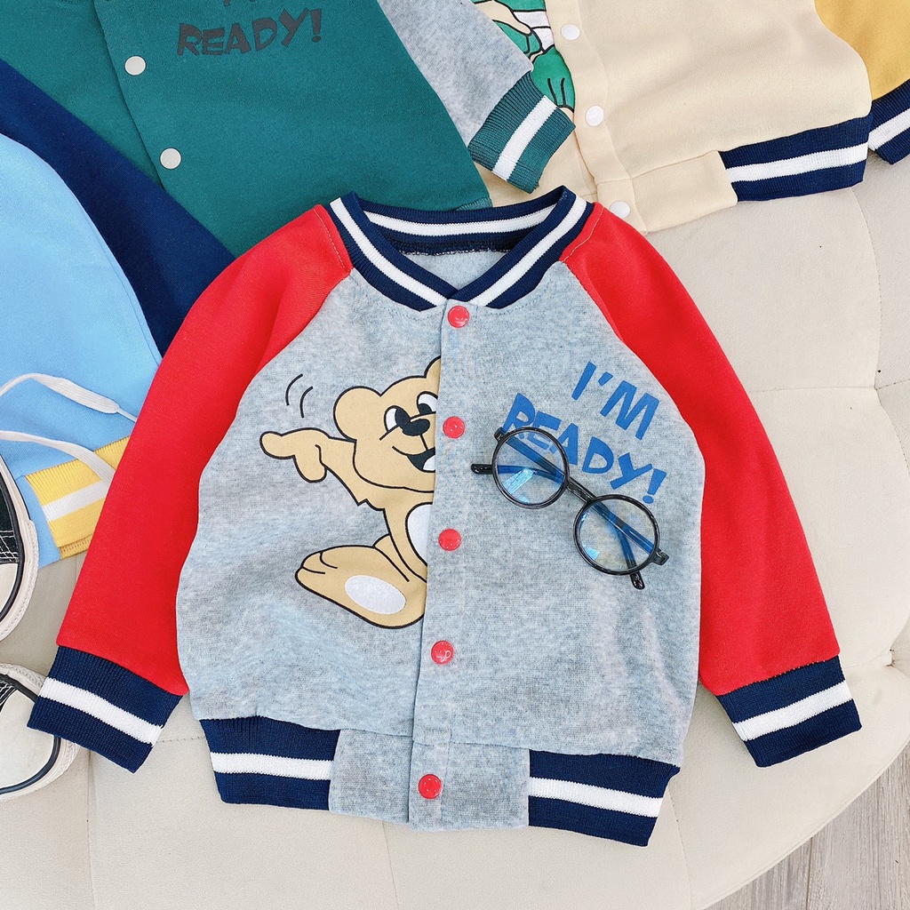 Áo bomber bé trai gái cực chất thu đông họa tiết siêu cute 10-23kg