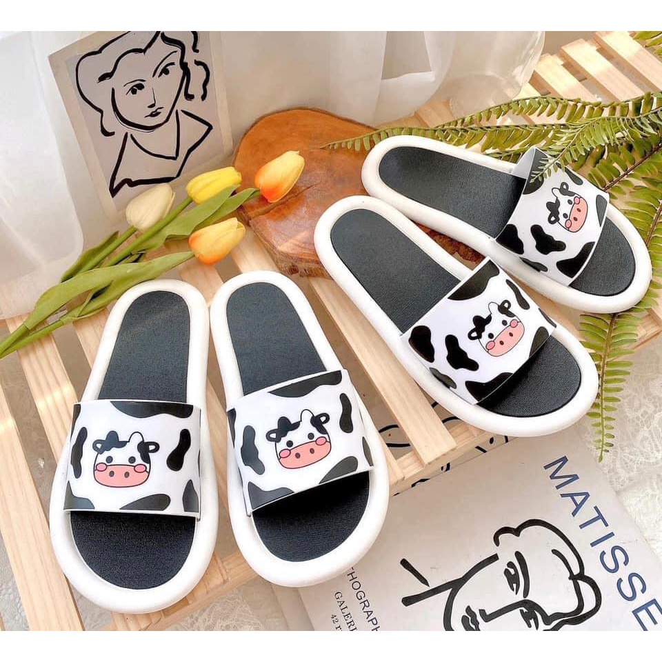 JY076 - dép đi trong nhà hình bò sữa đế tròn đáng yêu