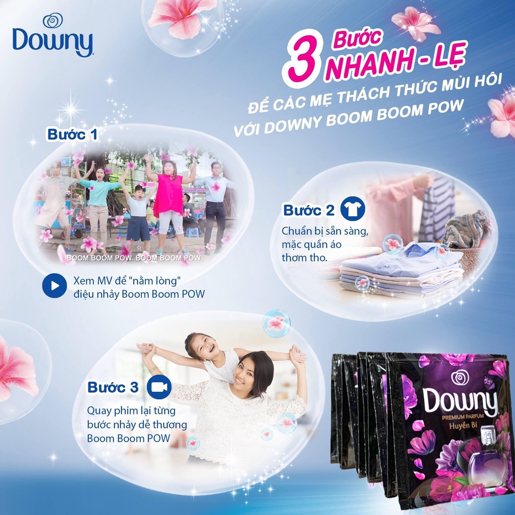nước xả vải downy giữ hương thơm bền lâu đánh bay mùi hôi khó chịu dây 10 gói * 18ml ( đủ hương)