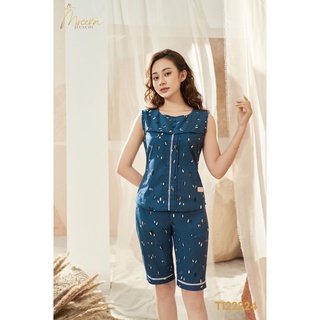 Bộ mặc nhà Thô Kate Hàn cao cấp Mộc Eva, áo ngắn tay quần lửng thoáng mát trẻ trung T122224