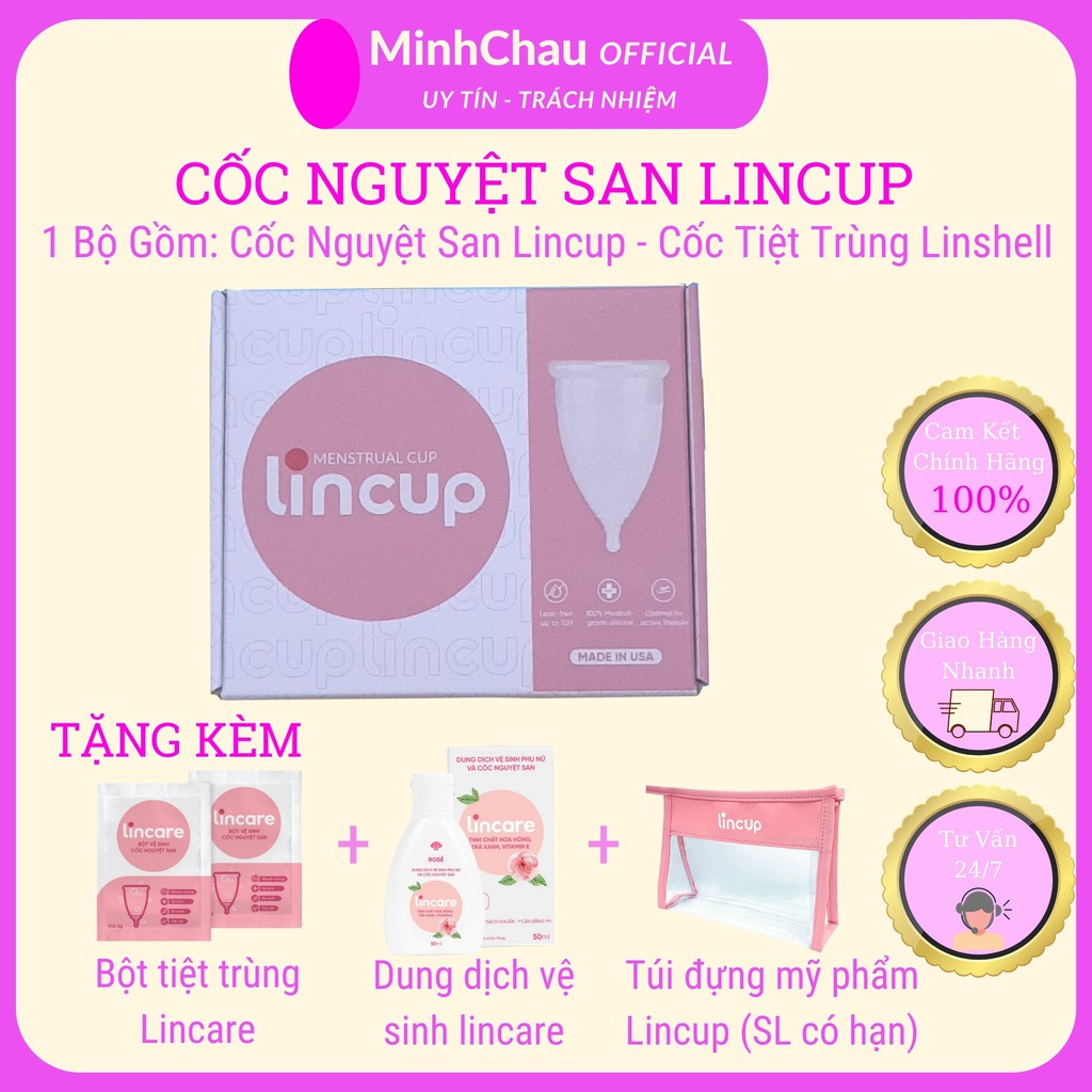 Cốc Nguyệt San LinCup Lincup Sesitive size lớn Lincup+ Cốc nguyệt san intimate nhập khẩu Mỹ chính hãng Lintimate