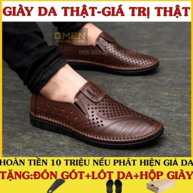 [Sale 3/3] Giày nam chất liệu da bò thiết kế lỗ thoáng mát đế cao su Sale 11 ' > $ . " "