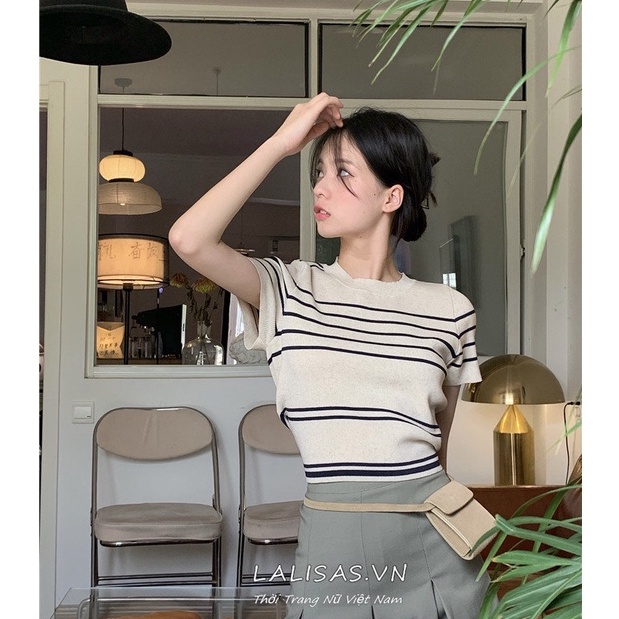Áo Thun Dệt Kim Tay Ngắn Phong Cách Thời Trang Hàn Quốc Cho Nữ