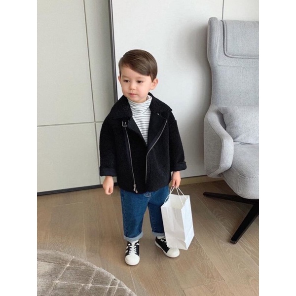 Áo khoác lông cừu chất lừ cho bé trai/ bé gái diện Tết