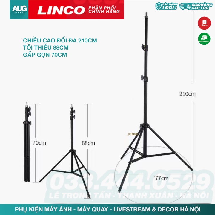 Chân đèn Linco USA cao cấp 2m. Hàng nhập khẩu chính hãng Linco Zenith - Tải trọng 5Kg - AUG Camera &amp; Decor Hà Nội