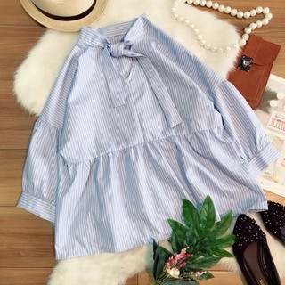 Áo babydoll nơ cổ