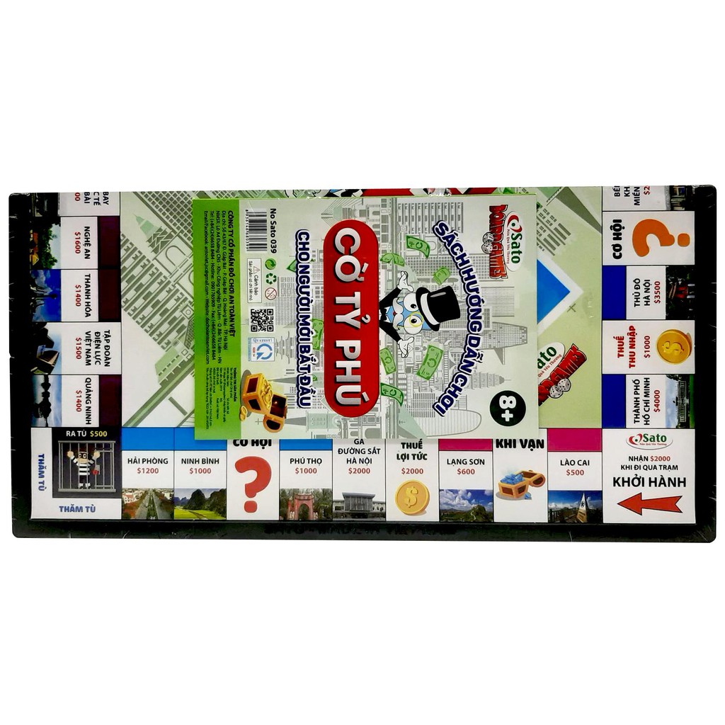Cờ Tỉ Phú MoNoPoLy cỡ lớn cho bé kích thước 42 x 42 cm - Hàng Việt Nam SATO có hướng dẫn tiếng việt kèm theo