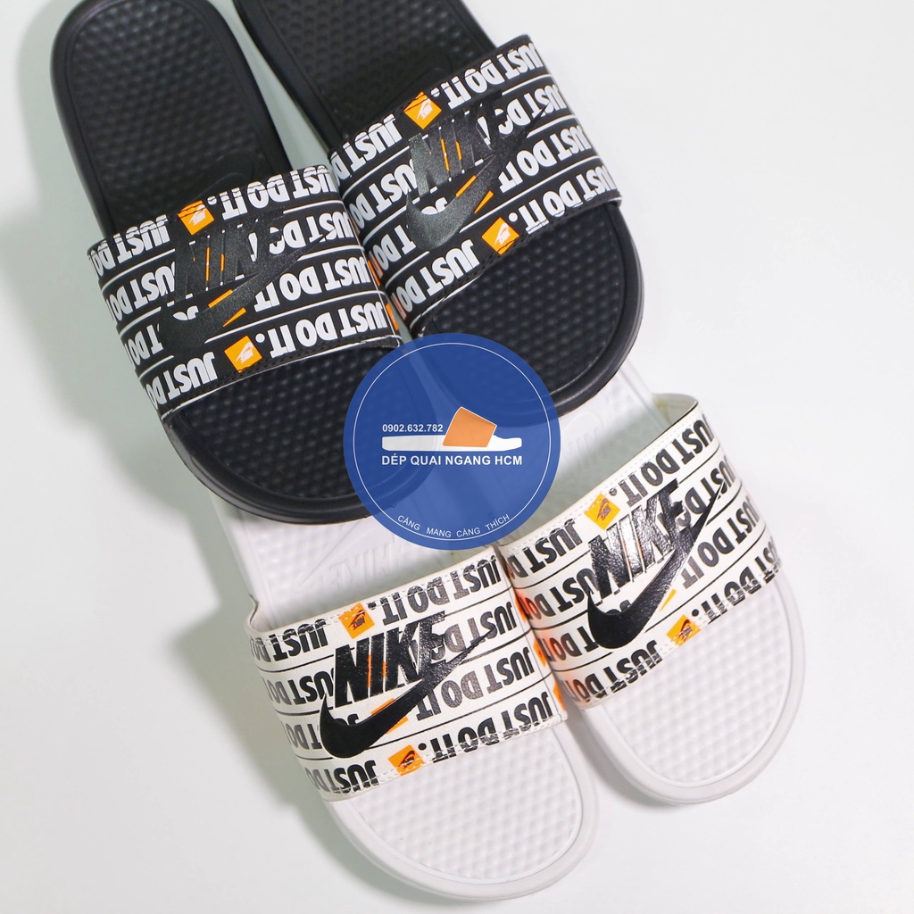 dép nike-nam nữ quai ngang just do it trắng đen size 36-43