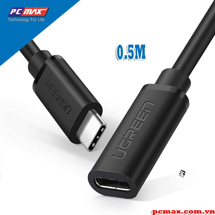 Cáp nối dài Usb Type C dài 0.5m Thunderbolt 3 20V5A 10gbps Ugreen 40574 - Hàng chính hãng