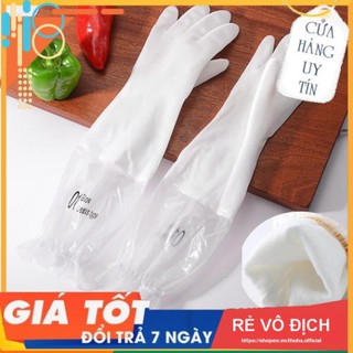 [Hàng Loại 1] Găng Tay Rửa Chén Bát Lót Nỉ Siêu Dai Dài Tay - Cổ cao - Có chun chống tụt