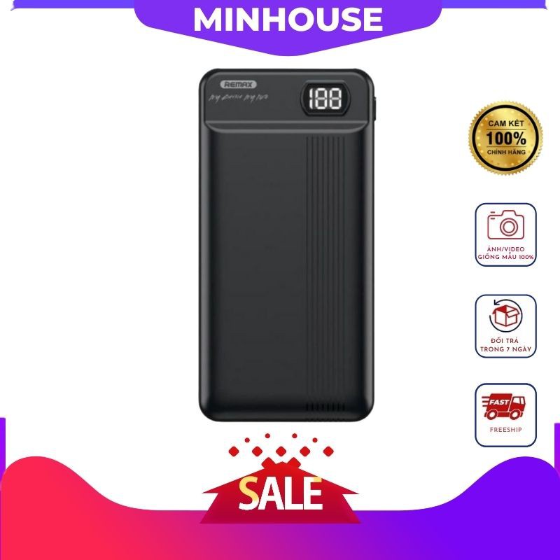 Sạc Dự Phòng 20000mah Remax 206,Cục Sạc Dự Phòng 2 Cổng Hiển Thị Pin Cho Nhiều Dòng Điện Thoại - MINHOUSE
