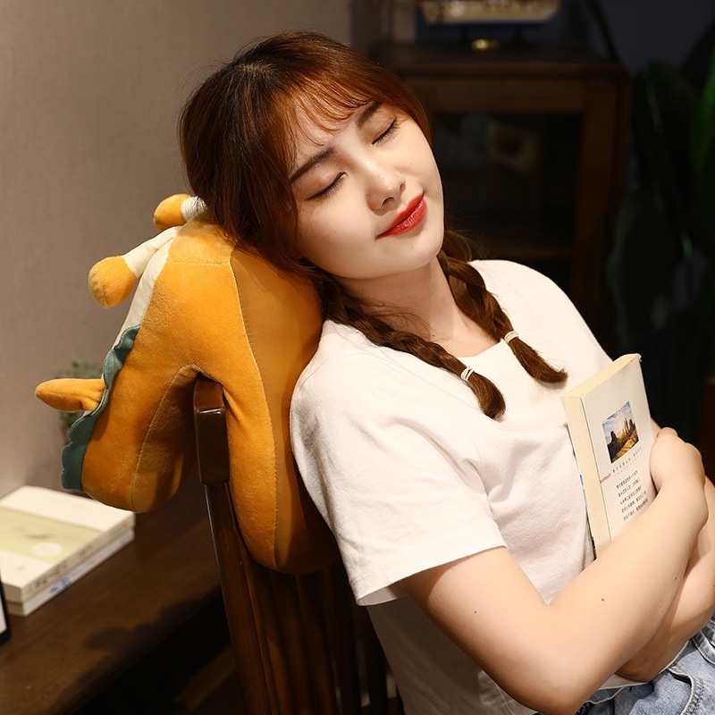 Ellen Gối Ngủ Trưa Văn Phòng Vải Lụa Lạnh Hai Lỗ Hình Bánh Mì Và Bánh Mì Dễ Thương