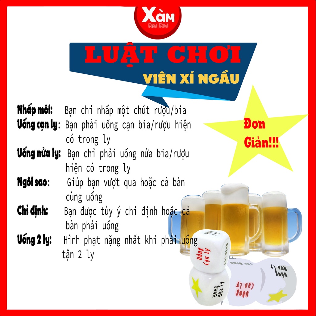 Xúc xắc uống bia rượu , viên xí ngầu ăn nhậu drinking game cực vui.