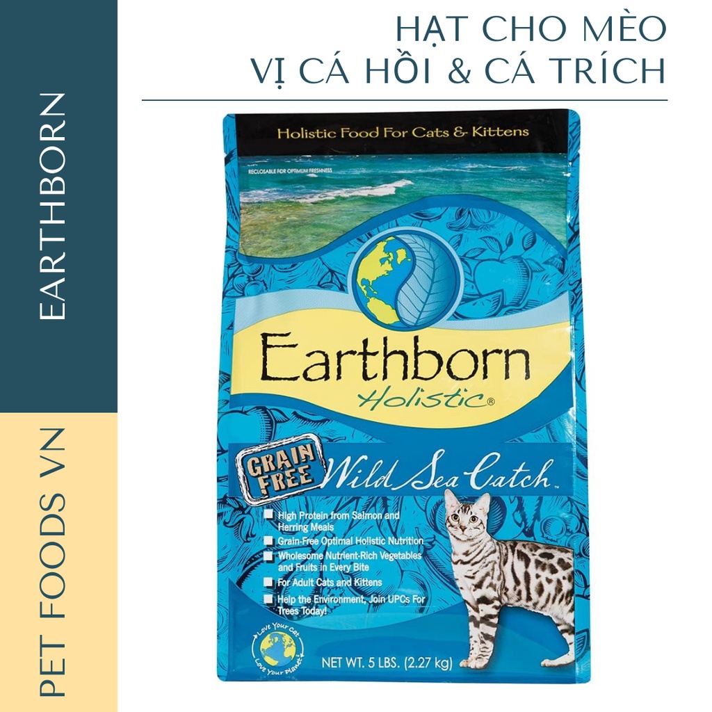 Hạt cho mèo EARTHBORN Wild Sea Catch 2kg vị Cá Hồi &amp; Cá Trích