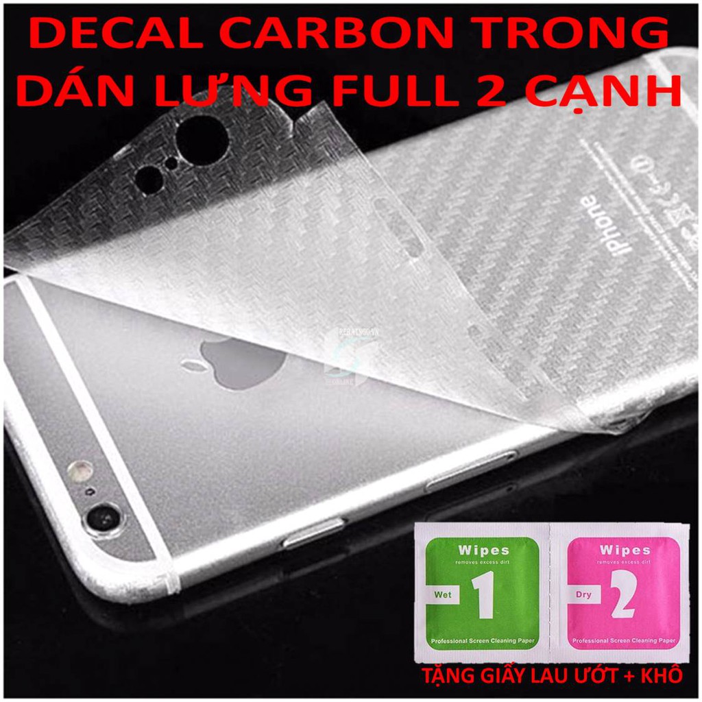 Decal vân carbon 3D Trong nhám cắt dán Full lưng các dòng điện thoại – Máy tính bảng – Ipod .. theo yêu cầu