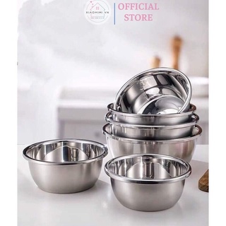 Bộ 5 thau inox rửa rau củ quả có thể trộn salad siêu tiện dụng cho nhà bếp XIAOMIMI PVN17395