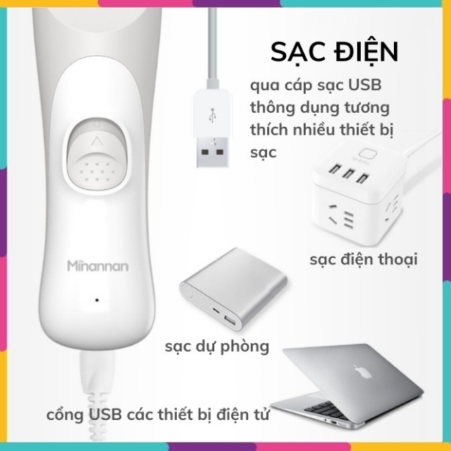 [Free ship]Tông Đơ Cắt Tóc Cho Bé Hàng cao cấp Nội địa Trung sạc USB tiện lợi,kháng nước,lưỡi gốm bo tròn an toàn cho bé