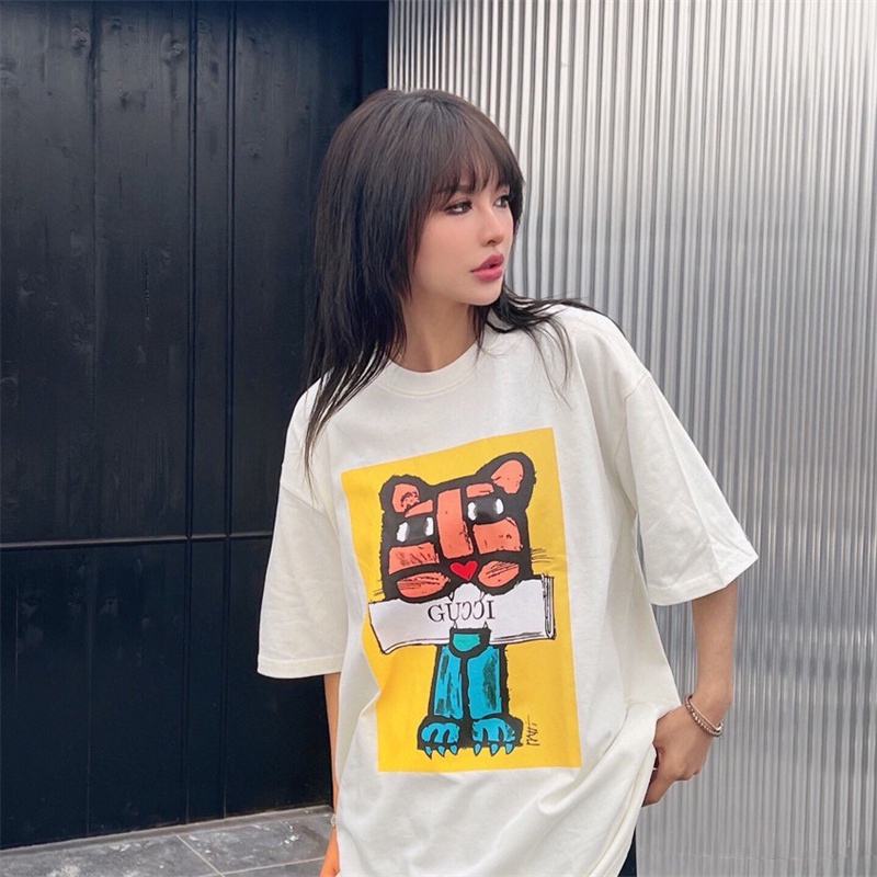Áo Thun Tay Ngắn In Logo Hoạt Hình Hổ Phía Trước Đa Năng Thoải Mái Thời Trang Mùa Hè