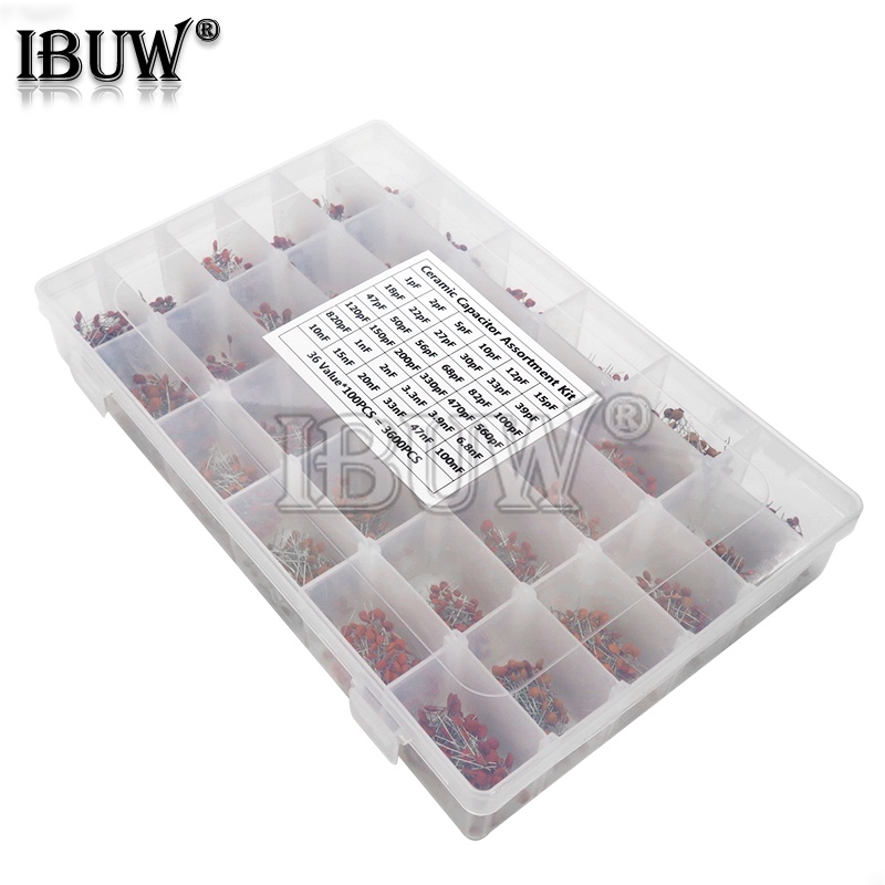 Set 3600 Tụ Điện Gốm 1PF-100nF 10PF 22PF 33PF 47PF 100PF 330PF 470PF 1NF 10NF 10NF 47NF 50V Chuyên Dụng
