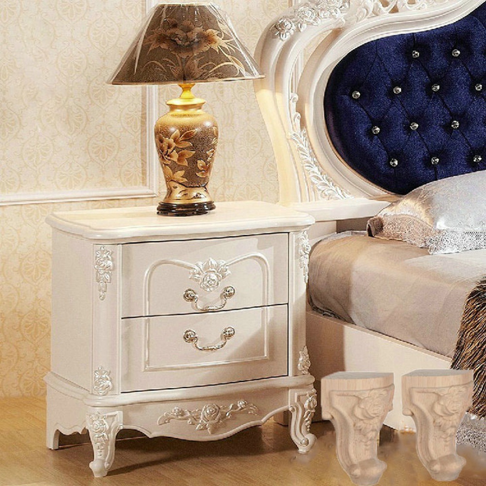 Chân bàn ghế rời chất liệu gỗ chạm khắc họa tiết cổ điển