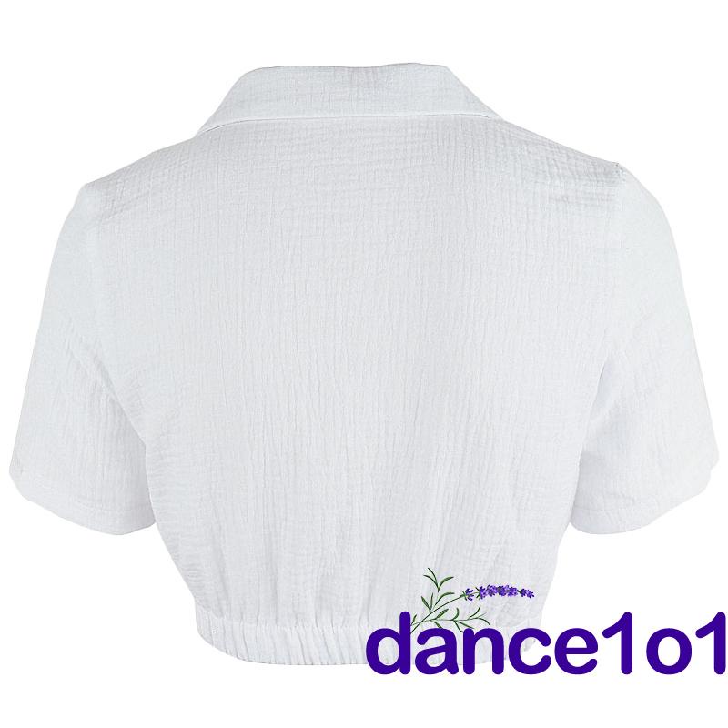 Áo kiểu tay ngắn màu sắc thanh lịch cho nữ