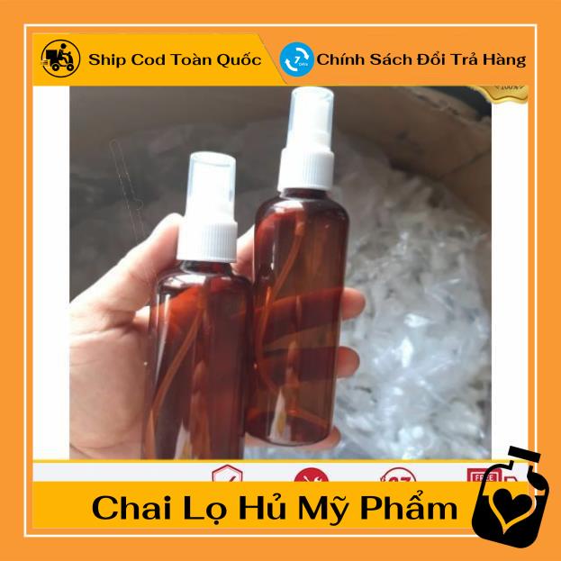 Chai Xịt Phun Sương ❤ TOP GIÁ RẺ ❤ Chai nhựa xịt phun sương nâu 50ml,100ml chiết mỹ phẩm ,Xưởng Chai Lọ