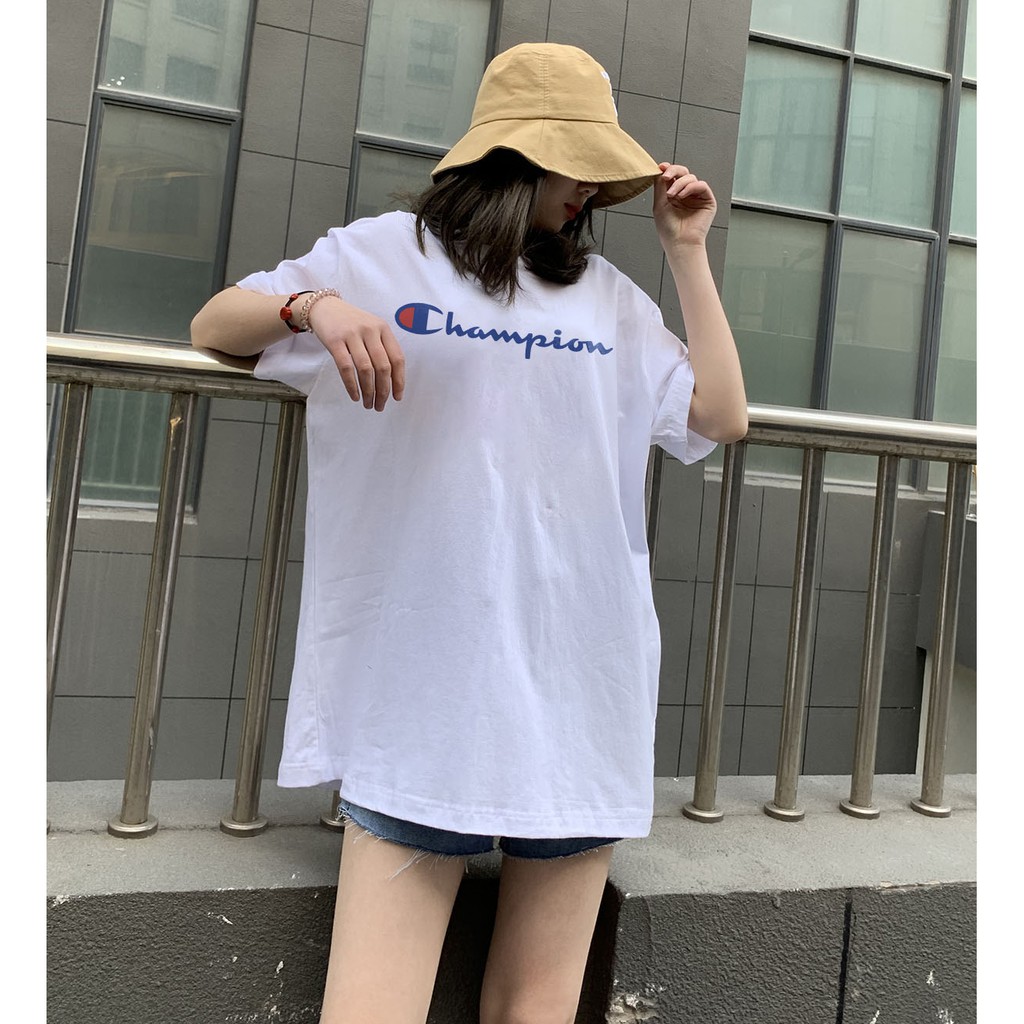 Áo thun champion nữ nam trắng đen AT082 Miucho Tee vải đẹp thun cotton phông oversize Unisex tay lỡ form rộng