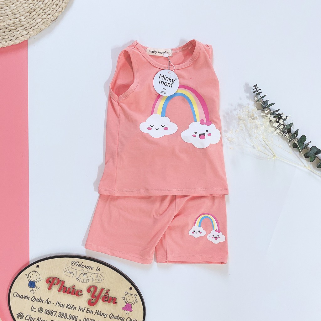 Bộ Ba Lỗ Cotton 100 % Hàng Minky Mom In Họa Tiết Mây-Đỏ Cho Bé (Size 8-18kg) (SP001472)