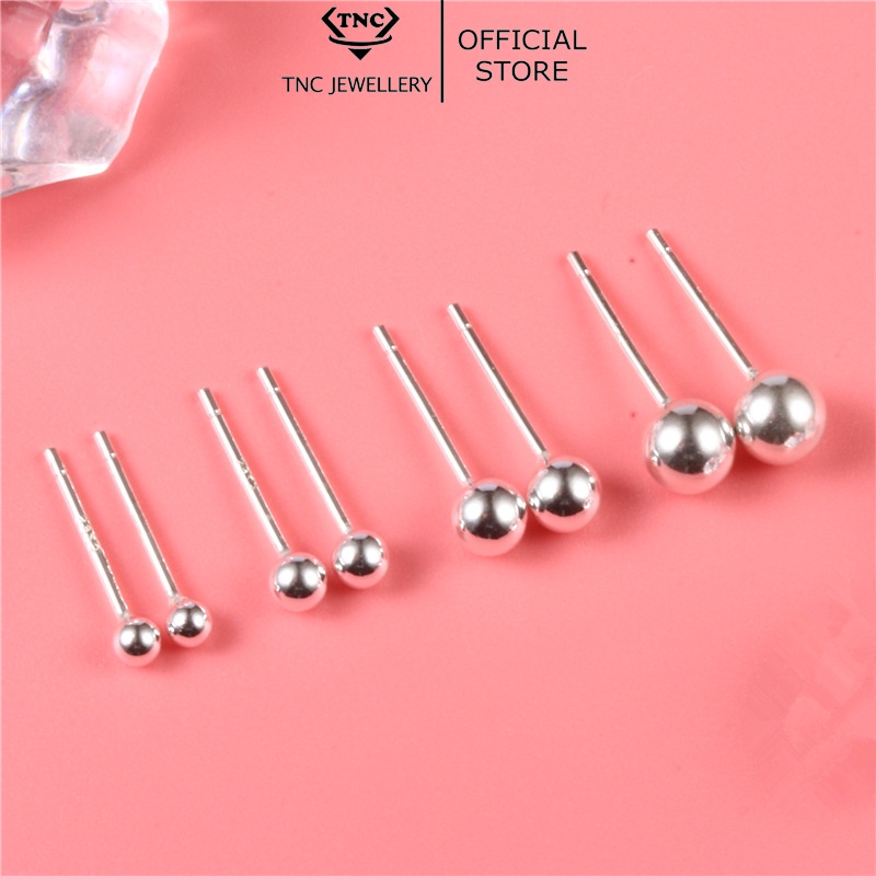 Bông Tai Bạc Nữ Đẹp Viên Đá Tròn Đơn Giản Bạc Ý 925 -Trang Sức TNC Jewellery