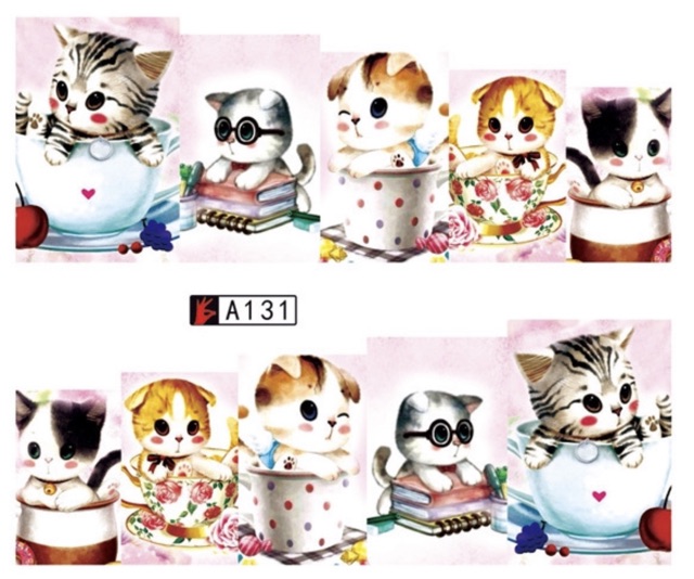 ✅Stick nước 5D hình mèo dán móng tay.