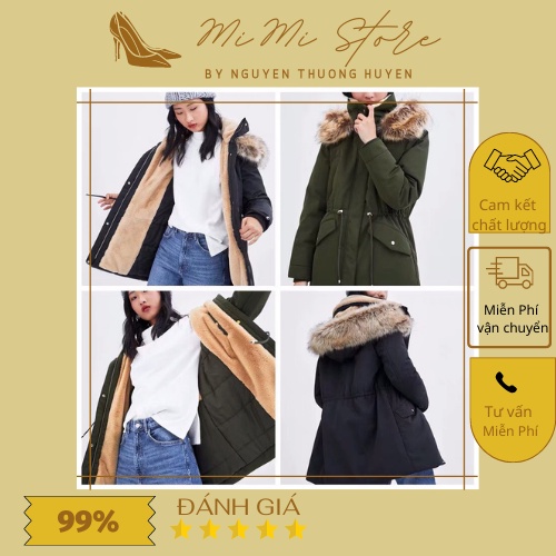 Áo khoác parka nữ lót lông siêu đẹp cực ấm Áo khoác đại hàn hàng xuất VIP Sẵn