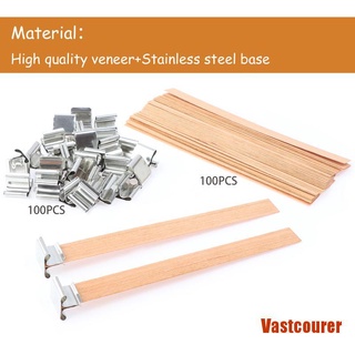 Bộ 100 Dây Bấc Đèn Cầy Bằng Gỗ Tự Nhiên Kèm Đế Sắt