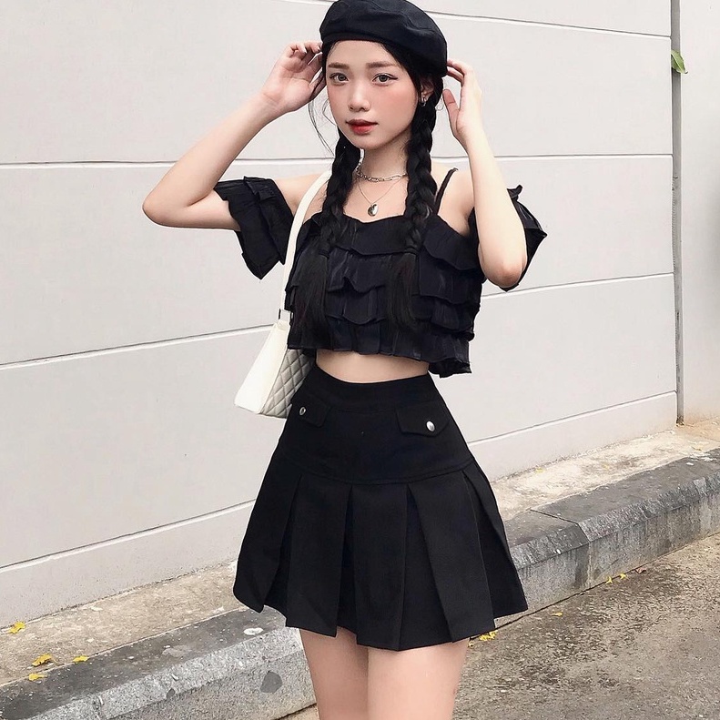 THE FANCE | Váy xếp ly có quần trong chống nhăn DOUBLE LETTERS SKIRT