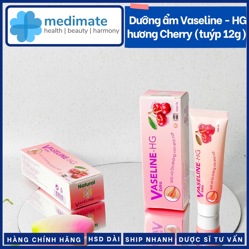 Dưỡng môi Vaseline HG extra hương anh đào (cherry) giúp môi mềm mại, mịn màng tuýp 12g