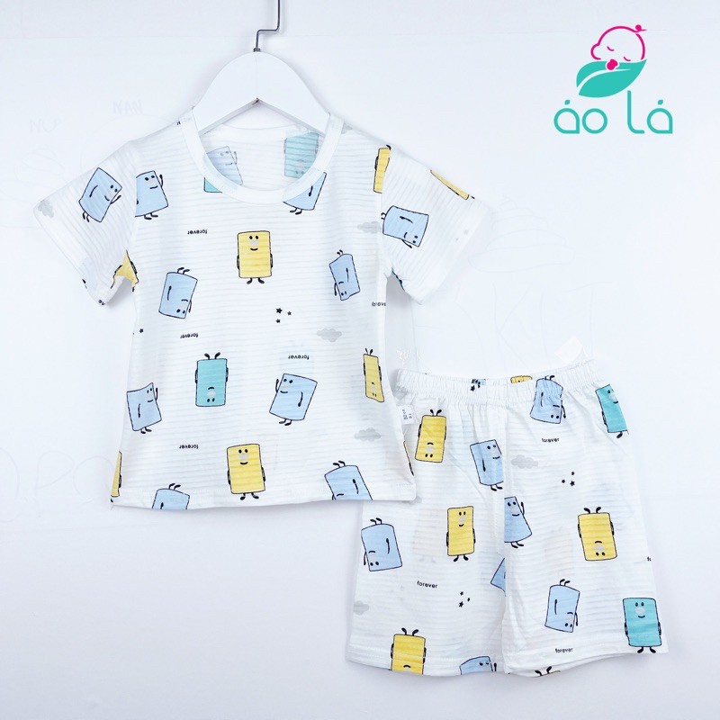  Bộ tay ngắn cho bé vải cotton tre Áo Lá Homewear, bộ cộc bé gái, bé trai