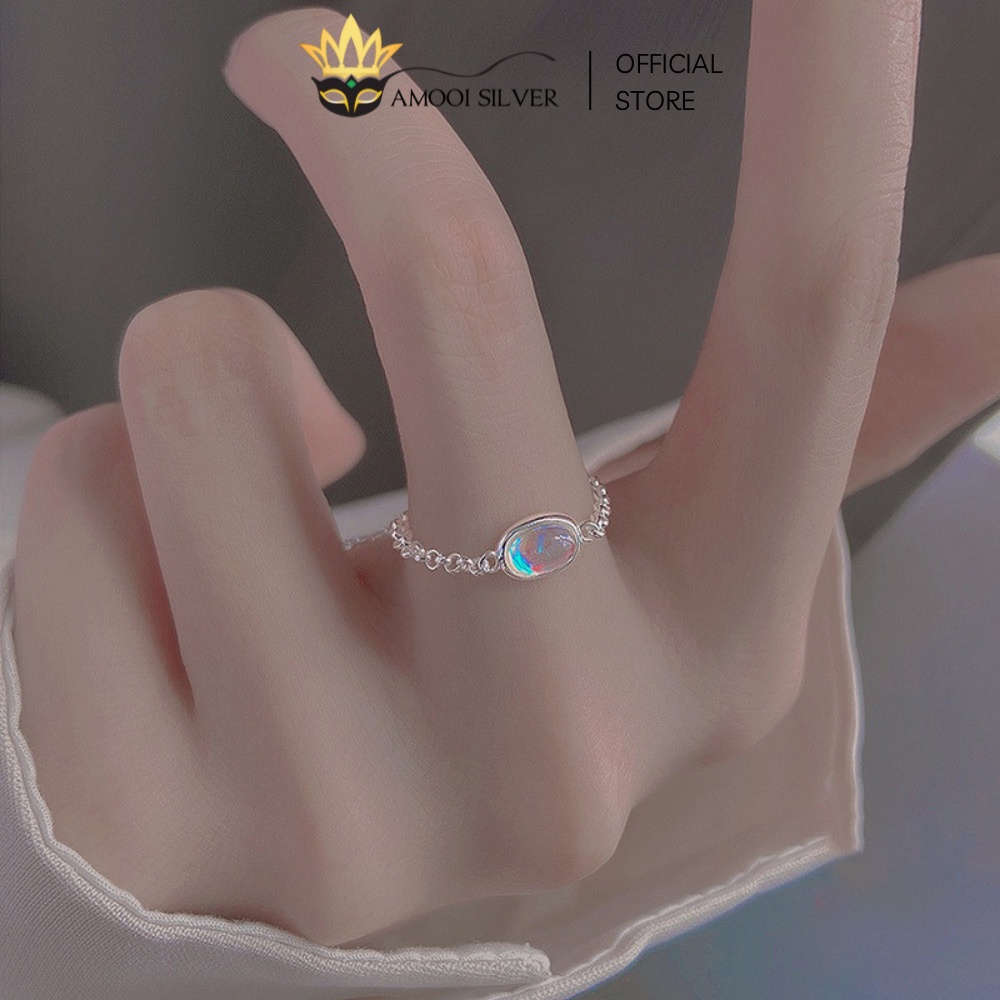 Nhẫn bạc S925 freesize opal dây rút - Amooi Silver AN97