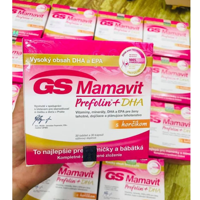 GS Mamavit Prefolin + DHA + EPA hộp 60 viên , bổ sung vitamin cho bà bầu , Gia Hân