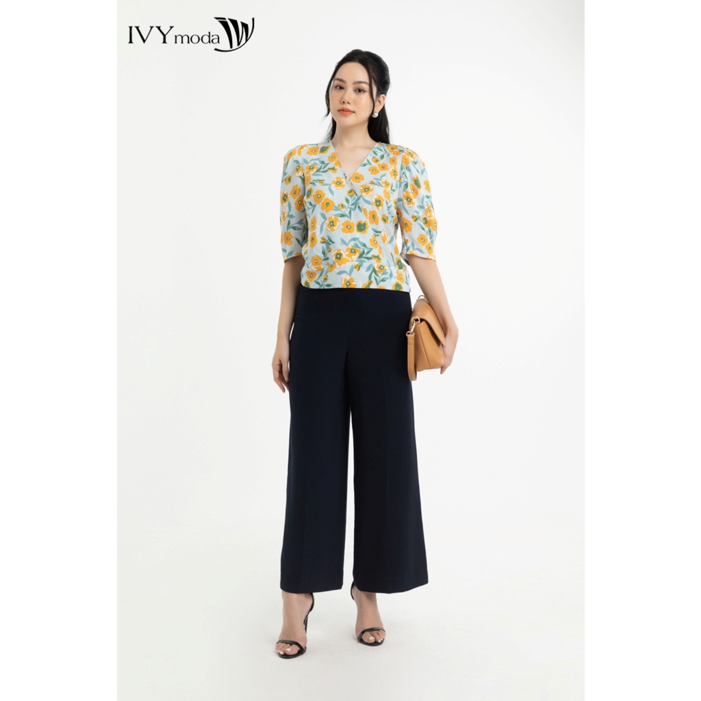Quần suông dài cạp tạo kiểu nữ IVY moda MS 22M7611